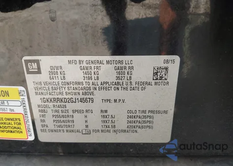 2016 GMC Acadia Slt-1 z USA, uszkodzony, nr VIN 1GKKRRKD2GJ145679